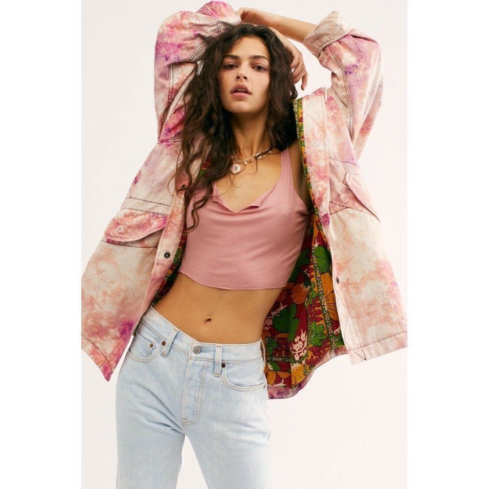 NEW FREE PEOPLE ELECTRIC FIELDS TIE DYE PARKA